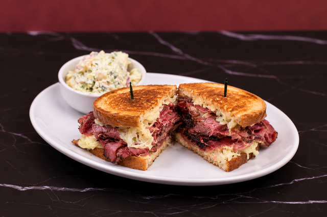 (R2) Hot Pastrami and Melted Swiss Cheese.