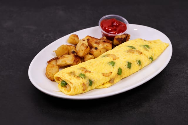 Pepper & Onion Omelette.