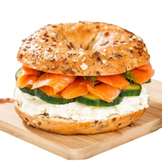 (H) Bagel, Cream Cheese, and Kippered Salmon