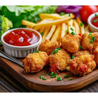 Kids Chicken Nuggets with French Fries & Apple Sauce